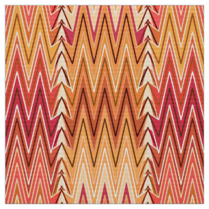 Ethnic Chevron Damask, Gold, Rust and Cream Fabric