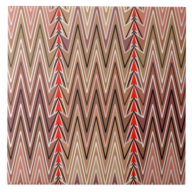 Ethnic Chevron Damask, Taupe Tan and Beige Tile (Front)
