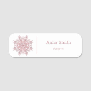 Ethnic Coral Mandala Name Tag