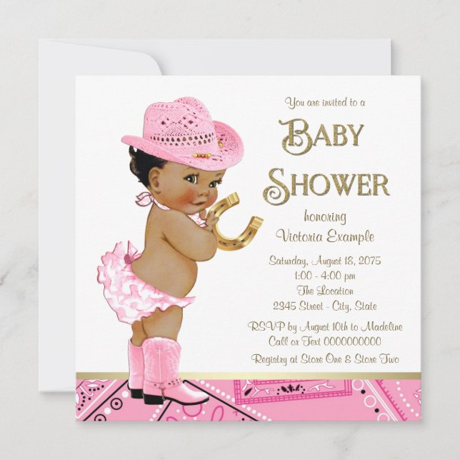Ethnic Cowgirl Baby Shower Invitation (Front)