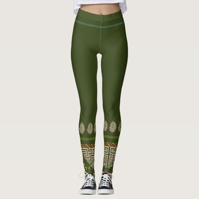 Ethnic & Cultural Tribal Pattern | Boho Chic Yoga Leggings (Front)