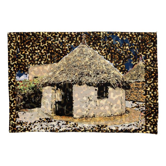 Ethnic decor african house pillowcase (Front)