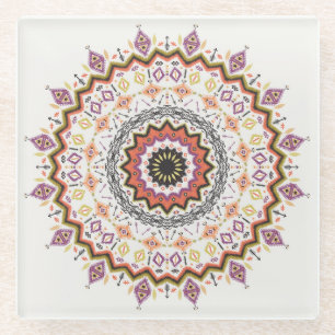 Ethnic Decorative: Vintage Native Ornament Glass Coaster