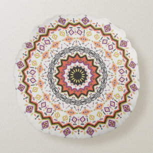 Ethnic Decorative: Vintage Native Ornament Round Cushion