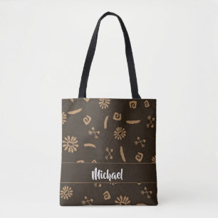 Ethnic design custom name tote bag