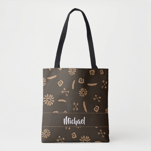 Ethnic design custom name tote bag (Front)
