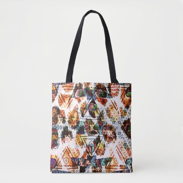 Ethnic design. Striped watercolor seamless pattern Tote Bag (Front)