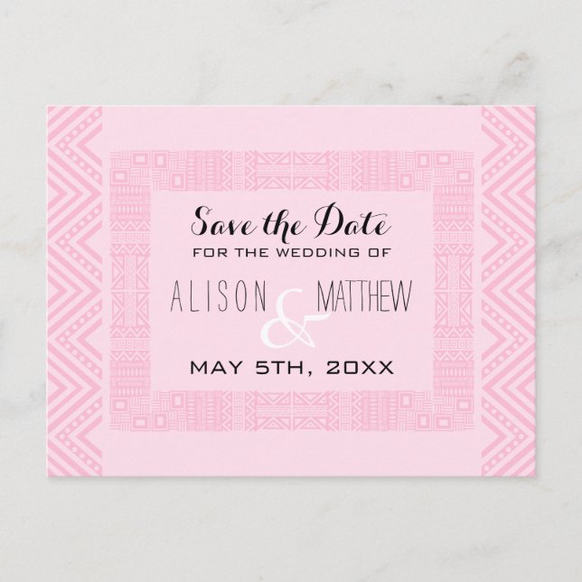 Ethnic Design Wedding Save the Date Postcard 2 (Front)