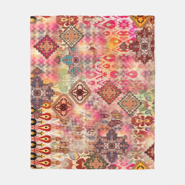 Ethnic Digital Abstract Seamless Pattern Fleece Blanket (Front)