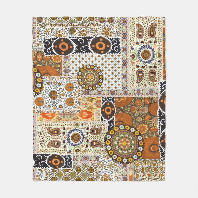 Ethnic Digital Abstract: Seamless Pattern Fleece Blanket (Front)