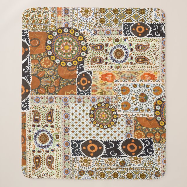 Ethnic Digital Abstract: Seamless Pattern Sherpa Blanket (Front)