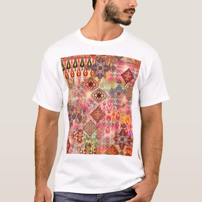 Ethnic Digital Abstract Seamless Pattern T-Shirt (Front)