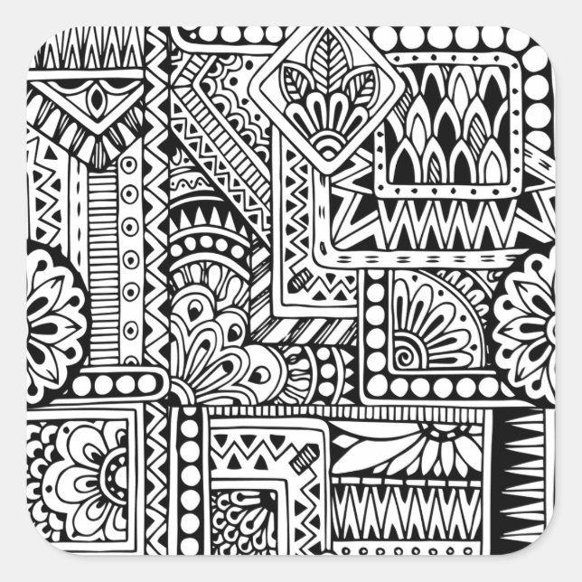 Ethnic Doodle Square Sticker (Front)
