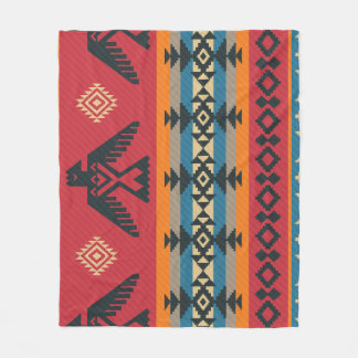 Ethnic Eagles Tribal Vintage Pattern Fleece Blanket