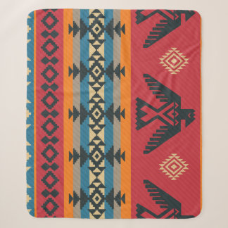 Ethnic Eagles Tribal Vintage Pattern Sherpa Blanket
