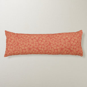 Ethnic Egyptian Tribal Shields Cream Rusty Red Body Cushion