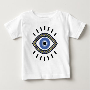 Ethnic evil eye, greek blue eye bead baby T-Shirt