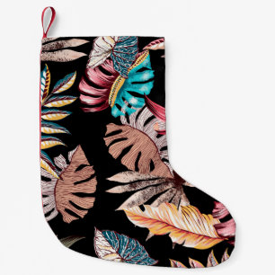 Ethnic exotic leaf leaves folkloric vintage seamle small christmas stocking