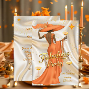 Ethnic Fabulous Birthday Orange Gold Champagne Invitation