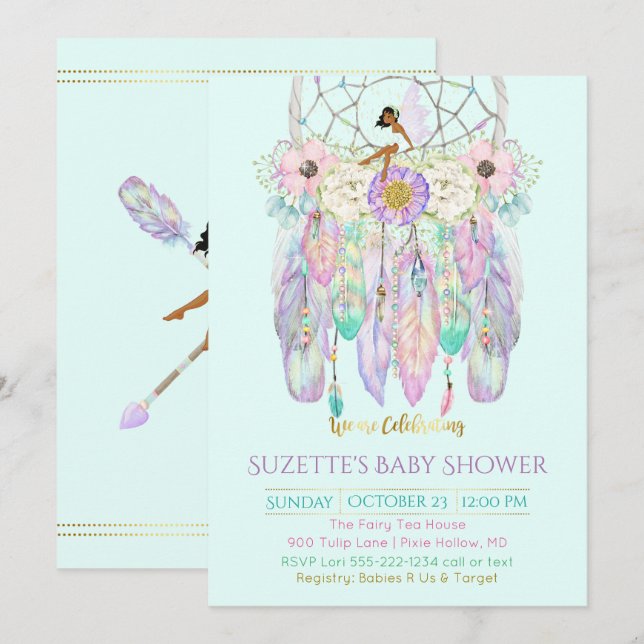Ethnic Fairy Dream Catcher Boho Any Colour Paper Invitation (Front/Back)