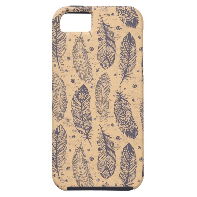 Ethnic Feather Outline Pattern Case-Mate iPhone Case (Back)