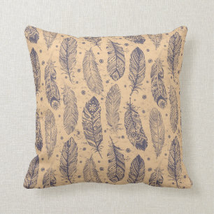 Ethnic Feather Outline Pattern Cushion