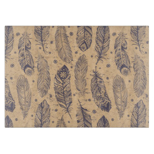 Ethnic Feather Outline Pattern Cutting Board