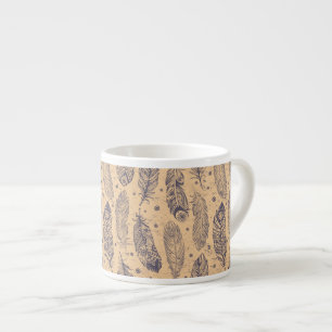 Ethnic Feather Outline Pattern Espresso Cup