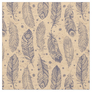 Ethnic Feather Outline Pattern Fabric
