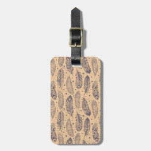 Ethnic Feather Outline Pattern Luggage Tag