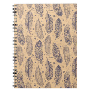 Ethnic Feather Outline Pattern Notebook