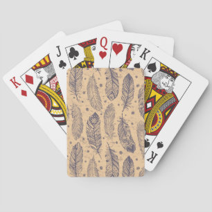 Ethnic Feather Outline Pattern Playing Cards