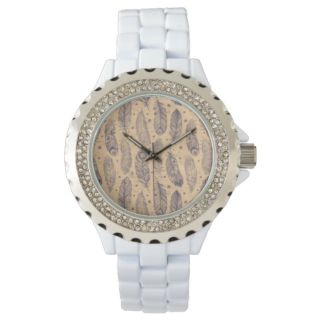 Ethnic Feather Outline Pattern Watch (Front)