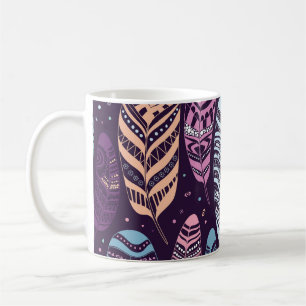 Ethnic feathers: black and white pattern coffee mug