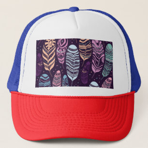 Ethnic feathers: black and white pattern trucker hat
