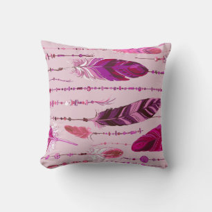 Ethnic Feathers: Bright Coloured Pattern. Cushion