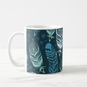 Ethnic Feathers: Colourful Seamless Pattern. Coffee Mug