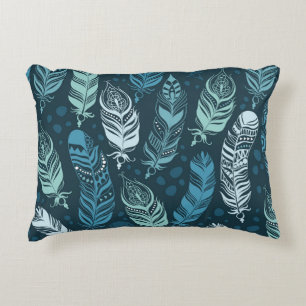 Ethnic Feathers: Colourful Seamless Pattern. Decorative Cushion