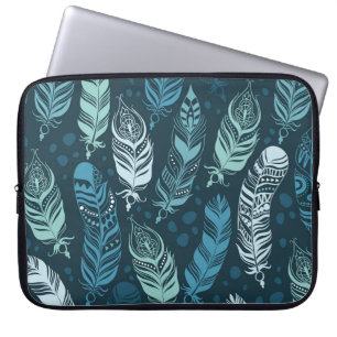 Ethnic Feathers: Colourful Seamless Pattern. Laptop Sleeve