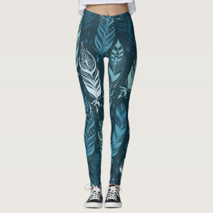 Ethnic Feathers: Colourful Seamless Pattern. Leggings