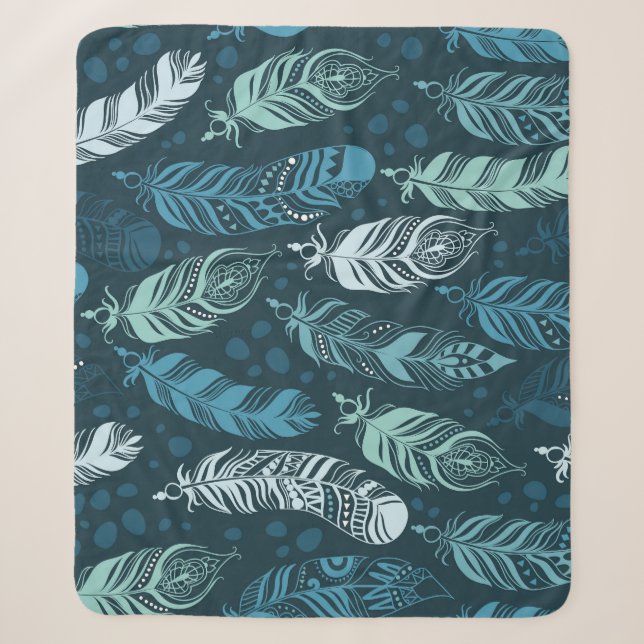 Ethnic Feathers: Colourful Seamless Pattern. Sherpa Blanket (Front)