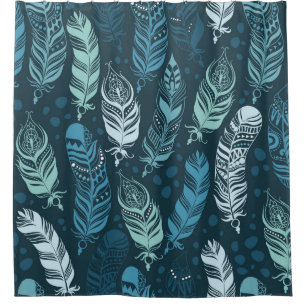 Ethnic Feathers: Colourful Seamless Pattern. Shower Curtain