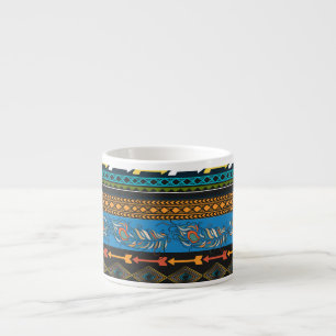 Ethnic Feathers: Embroidery Boho Chic Espresso Cup