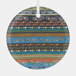 Ethnic Feathers: Embroidery Boho Chic Glass Tree Decoration