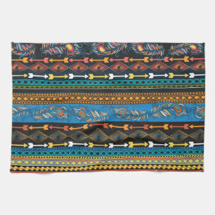 Ethnic Feathers: Embroidery Boho Chic Tea Towel