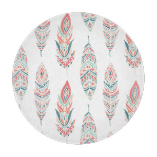Ethnic Feathers Hand Drawn Illustration Cutting Board