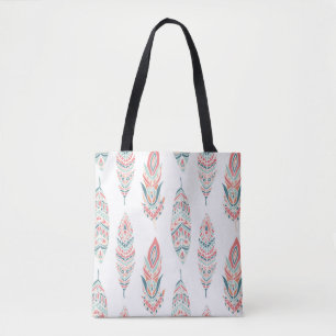 Ethnic Feathers Hand Drawn Illustration Tote Bag