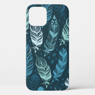 Ethnic feathers seamless pattern iPhone 12 case