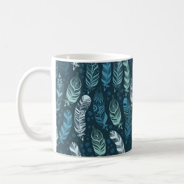 Ethnic feathers seamless pattern coffee mug (Left)