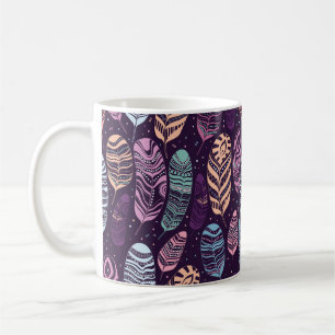 Ethnic feathers seamless pattern. coffee mug